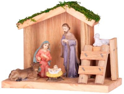 Vianočná dekorácia Betlehem, drevo, polyresin, 15 cm