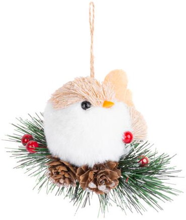Vianočná dekorácia Vtáčik na vetvičke, 10x6x9 cm