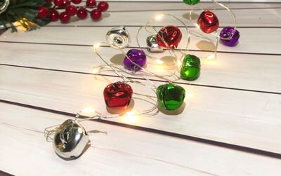 Vianočné osvetlenie na stromček reťaz Bell, 20 LED biela, so zvončekom, 2xAA, jednoduché svietenie, osvetlenie, L-1,9 m