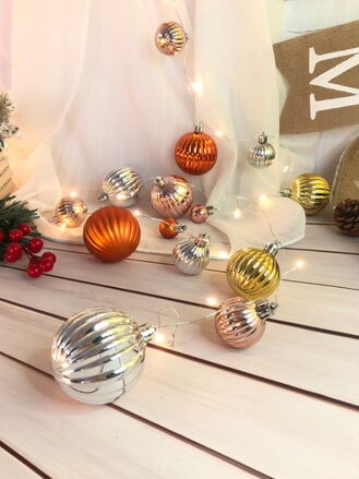 Vianočné osvetlenie na stromček reťaz Ball, 20 LED teplá biela, s guľami, 2xAA, jednoduché svietenie, osvetlenie, L-1,9 m