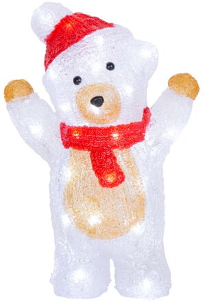 Vianočná dekorácia Medveď, 30 LED, studená biela, akryl, IP44, exteriér, 19x11,5x30 cm