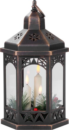 Lampáš MagicHome Morocco, čierny, LED sviečky, 3xAAA, časovač, 18x15x32 cm