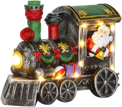 Vianočná dekorácia lokomotíva so santom, LED, 3xAA, interiér