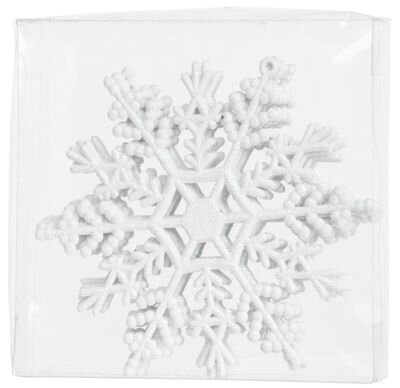 Vianočné ozdoby na stromček 6 ks, snehová vločka, biela, 12 cm