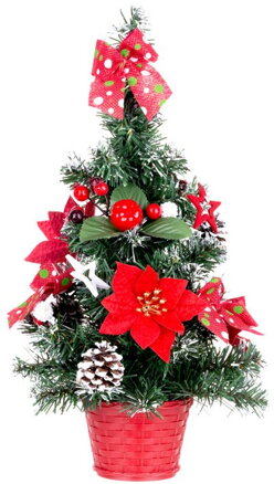Vianočný stromček ozdobený, červený, 41 cm