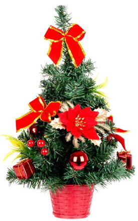 Vianočný stromček MagicHome Vianoce, ozdobený, červený, 40 cm