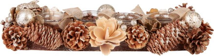 Ikebana MagicHome, prírodná, adventná, krémová, 44x15x9 cm