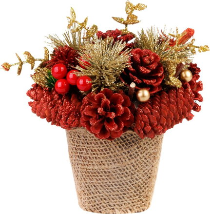  Ikebana MagicHome, prírodná, červená, 17x17 cm