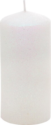 Biela sviečka MagicHome, 5,5×12 cm, s glitrami, 23 h horenia