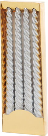 Strieborné špirálové sviečky MagicHome, 25 cm, balenie 4 ks