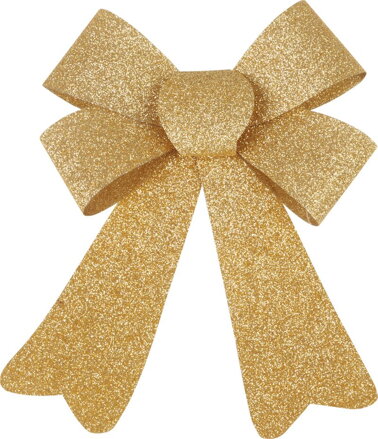 Zlatá trblietavá mašľa MagicHome vianočná dekorácia, 13x21 cm
