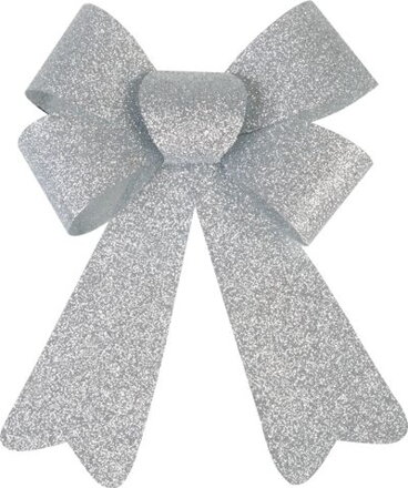 Strieborná trblietavá mašľa MagicHome vianočná dekorácia, 13x21 cm