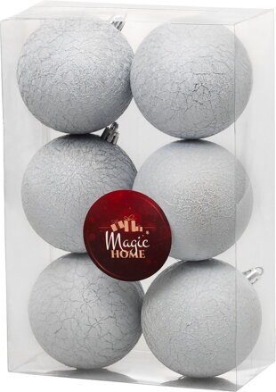 Gule na vianočný stromček, 6 ks, biela, 8 cm