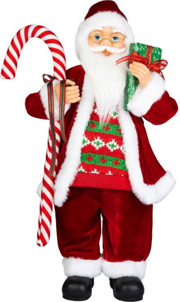 Dekorácia MagicHome Vianoce, Santa, s darčekom, červený, 60 cm