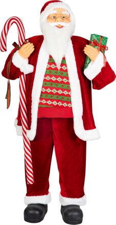 Dekorácia MagicHome Vianoce, Santa, s darčekom, červený, 120 cm