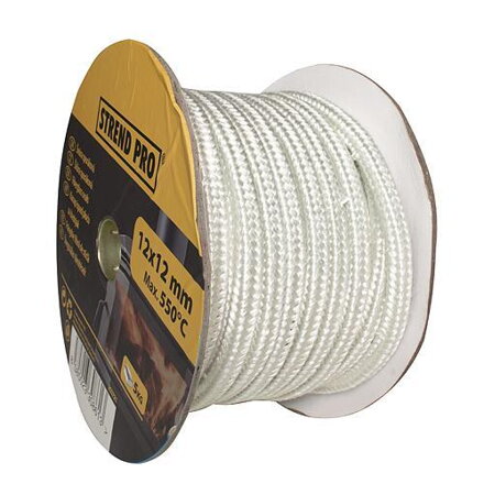Šnúra sporáková Strend Pro, L-68 m, 8x8 mm, biela, balenie 5 kg