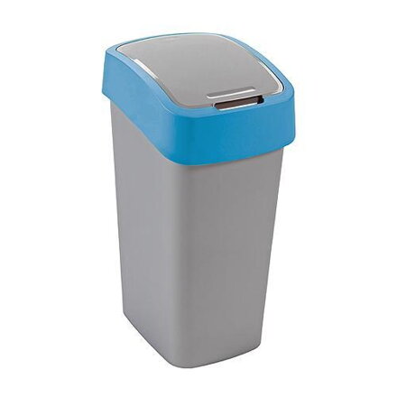 Kôš na odpadky Curver FLIP BIN 10L, šedostrieborný / modrý