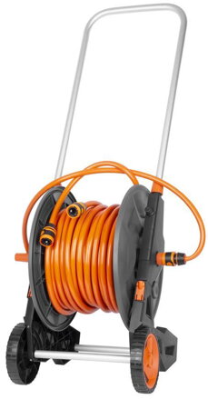 Navíjač Strend Pro, nastaviteľná dýza + 2x rýchlospojka + prípojka na vodovodný kohútik, s hadicou 1/2", 40 m, záhradný