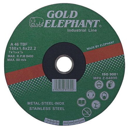 Kotúč Gold Elephant 41AA 125x1,0x22,2 mm, oceľ, inox, A46TBF
