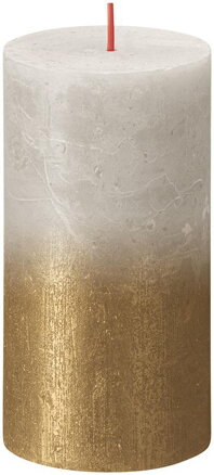 Vianočná sviečka Bolsius Rustic, Sunset Sandy Grey+Gold, 130/68 mm