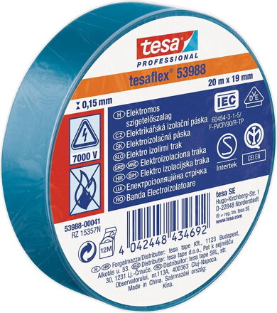 Izolačná páska tesa PRO tesaflex, modrá, 19 mm, L-20 m