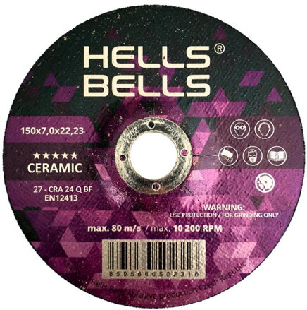 Kotúč Hells Bells 150x7.0x22.2 mm – SG-Ceramic, brúsny