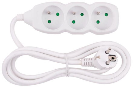 Strend Pro Predlžovací kábel DG-F803B 1,5m, biely, 3 zásuvky