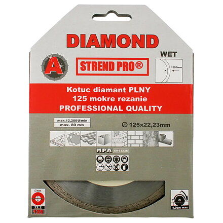 Diamantový kotúč Strend Pro 521B, 125 mm, Diamant, Plný