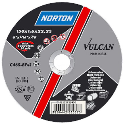 Kotúč NORTON Vulcan A 115x1,0x22 A60S-BF41, Steel-Inox