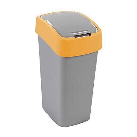 Kôš na odpadky Curver® FLIP BIN 10L, šedostrieborný / žltý