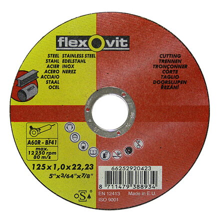 Rezný kotúč na kov flexOvit 20423 125x1,0 A60R-BF41 oceľ, nerez