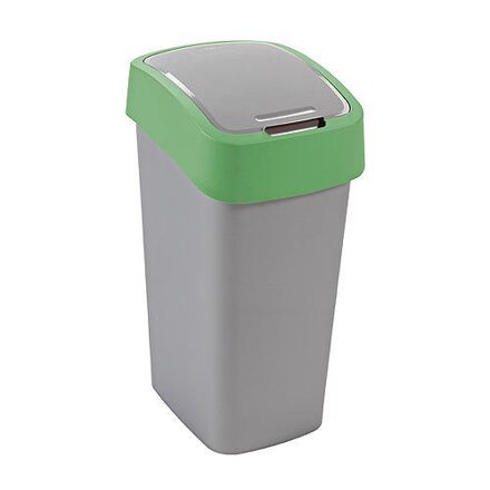 Kôš na odpadky Curver FLIP BIN 25L, šedostrieborný / zelený