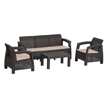 ST Leisure Equipment Terasový set BAHAMA, Moca hnedá, stôl, 2x kreslo, 1x trojkreslo
