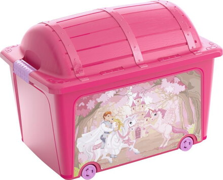 Box KIS W Box Princess, 50L, ružový, 39x57x43 cm, s vekom, s kolieskami