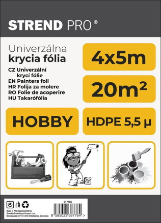 Fólia maliarska Hobby 4x5 m, zakrývacia, 5,5 µ