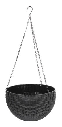 Závesný kvetináč Strend Pro Modern, visiaci, tmavošedá, 26x16cm, reťaz