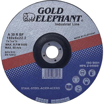 Rezný kotúč na kov Gold Elephant Blue 41A 180x1,6x22,2 mm, oceľ, A30TBF