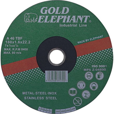 Rezný kotúč na kov a nerez Gold Elephant 41AA 125x1,6x22,2 mm, oceľ, inox, A46TBF