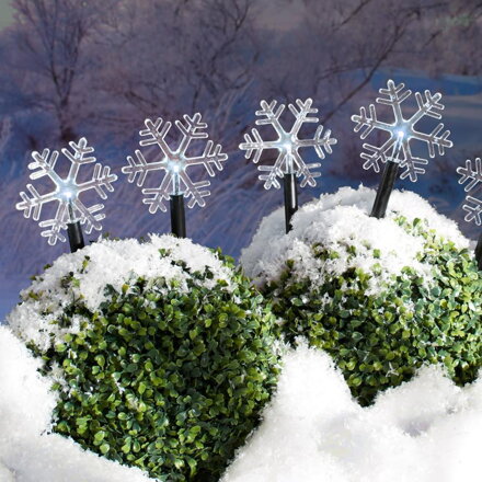Vianočné osvetlenie reťaz Frozen SnowFlake, 5 LED studená biela, 3xAA, IP44, exteriér, L-1,40 m