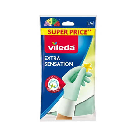 Rukavice Vileda Extra Sensation, L, gumové, protišmykové