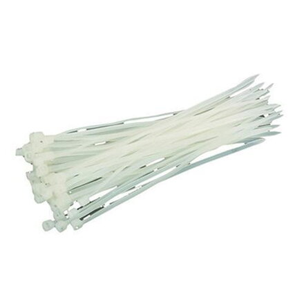 Sťahovacie pásky 300x4,8 mm, 50 ks, biela, nylon