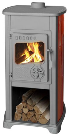 Kachle Bella Thalia, červené, 6,2kW, 120 cm, liatina/šamot