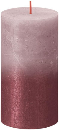Vianočná sviečka Bolsius Rustic, Sunset Ash Rose+Red, 130/68 mm