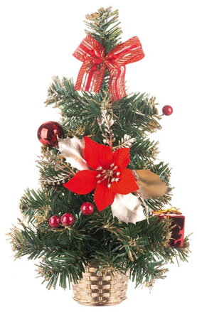 Vianočný stromček MagicHome Vianoce, ozdobený, červený, 30 cm