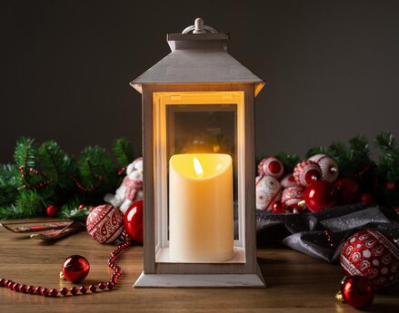 Lampáš MagicHome Vianoce, LED, 3xAAA, plast, biely, 11x11x4 cm