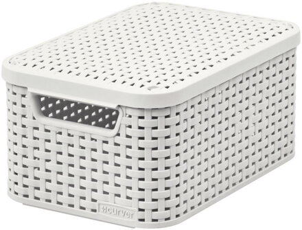 Košík s vekom Curver STYLE2 LID S, krémový, 29x20x14 cm