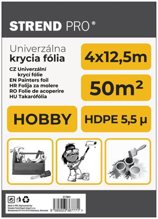 Fólia maliarska Hobby 4x12,5 m, zakrývacia, 5,5 µ