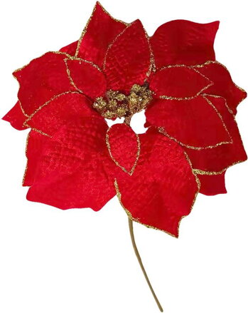 Umelý kvet MagicHome Vianoce, Poinssetia, červená, stonka, bal. 6 ks