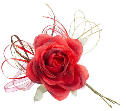 Umelý kvet ruža, červená, stonka, bal. 6 ks