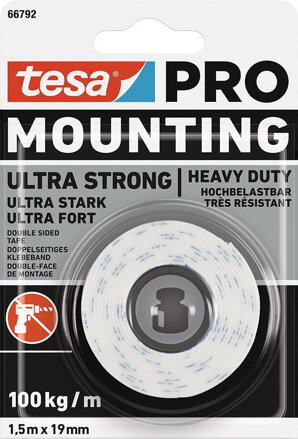 Obojstranná lepiaca páska tesa® Mounting PRO Ultra Strong, montážna, 19 mm, L-1,5 m